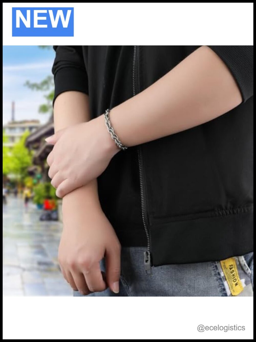 Pure Titanium Twist Link Chain Bracelet 7mm Lobster Claw Unisex Gift Box - Picture 4 of 6